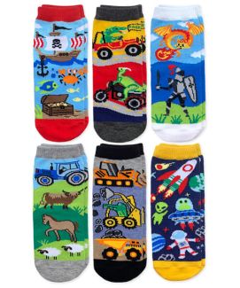 Jefferies Socks Boys Space Pirate Dinosaur Crew Socks 6 Pair Pack