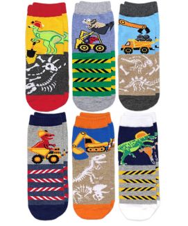 Jefferies Socks Boys Construction Dinosaurs Crew Socks 6 Pair Pack