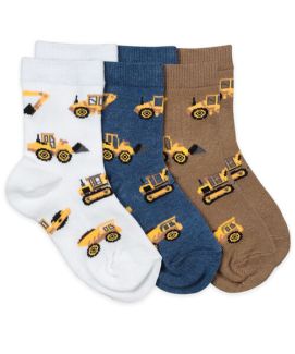 Jefferies Socks Boys Construction Equipment Pattern Crew Socks 3 Pair Pack