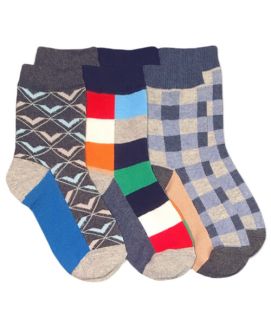 Jefferies Socks Boys Fun Plaid Dress Crew Socks 3 Pair Pack