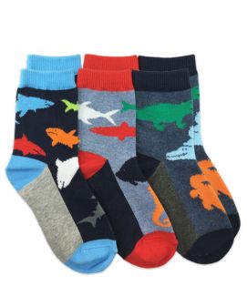 Jefferies Socks Boys Water Animals, Sharks, Fish, Alligators Pattern Crew Socks 3 Pair Pack