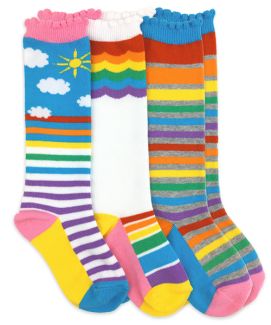 Jefferies Socks Girls Rainbow Knee High Socks 3 Pair Pack