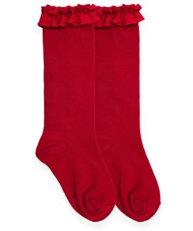 Jefferies Socks Girls Ruffle Solid Color Knee High Socks 1 Pair