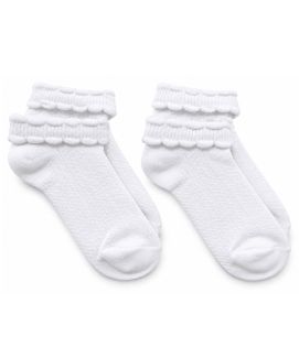 Jefferies Socks Girls & Womens Double Ruffle Low Cut Socks 2 Pair Pack