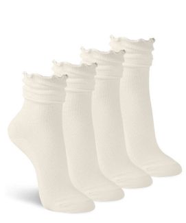 Jefferies Socks Womens Ruffle Ankle Cotton Slouch Cuff Crew Socks 4 Pair Pack