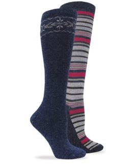 Wise Blend Womens Angora Pattern Knee High Socks 2  Pair Pack