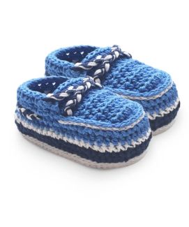 Jefferies Socks Baby Boys Deck Shoe Crochet Bootie Crib Shoes 1 Pair Blue