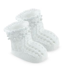 Jefferies Socks Baby Girls Daisy Pearl Crochet Bootie Crib Shoes 1 Pair