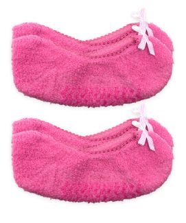 Jefferies Socks Girls Fuzzy Footie Slipper Socks with Bow Accents 2 Pair Pack