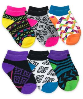 Jefferies Socks Girls Color Pattern Aztec Low Cut Socks 6 Pair Pack