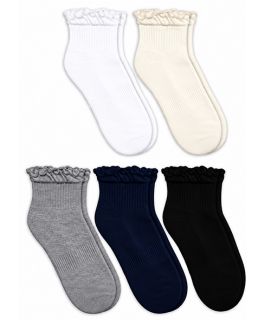 Jefferies Socks Girls & Womens Smooth Toe Ruffle Ripple Edge Sport Quarter 5 Pair Pack Classic Assortment