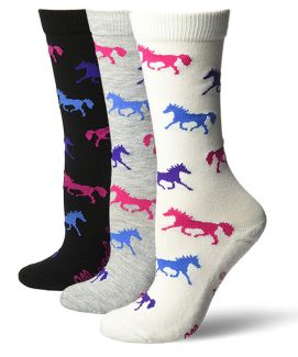 Wrangler Womens Horse Crew Socks 3 Pair Pack