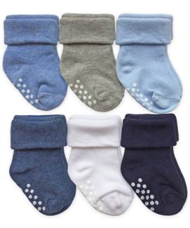 Jefferies Socks Baby Non-Skid Stay On Turn Cuff Socks 6 Pair Pack