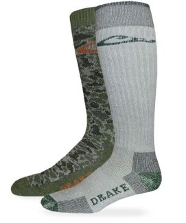 Drake Mens Camo Merino Wool Tall Over the Calf Boot Socks 2 Pair Pack