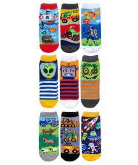 Jefferies Socks Boys Dinosaur Pirate Alien Robot Zombie Pattern Crew Socks 9 Pair Pack