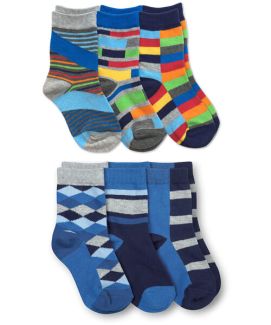 Jefferies Socks Boys Colorful Stripes & Arygle Crew Socks 6 Pair Pack