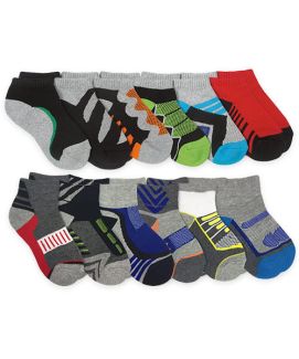 Jefferies Socks Boys Sport Performance Low Cut & Quarter Socks 12 Pair Pack