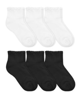 Jefferies Socks Womens Smooth Toe Ruffle Ripple Cotton Sport Quarter Socks 6 Pair Pack