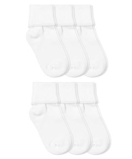 Girls Boys Seamless Smooth Toe Cotton Turn Cuff Socks 6 Pair Pack
