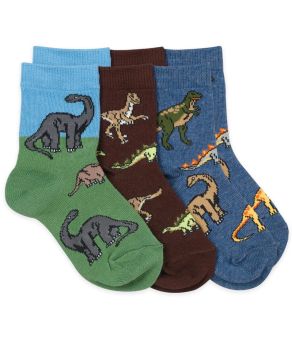 Jefferies Socks Boys Dinosaur Pattern Crew Socks 3 Pair Pack