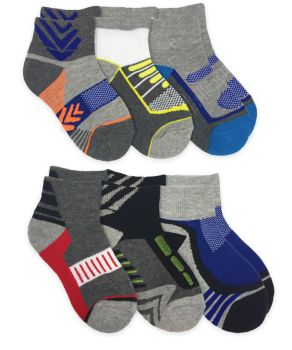 Jefferies Socks Boys Performance Sport Quarter Half Cushion Socks with Mesh and Arch Support 6 Pair Pack