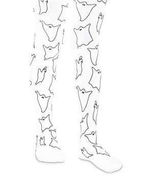 Jefferies Socks Girls Halloween Black and White Ghost Tights 1 Pair