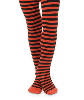 Jefferies Socks Girls Halloween Orange/Black Stripe Costume Tights 1 Pair