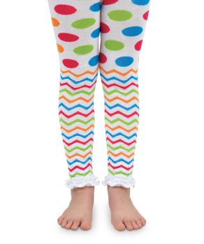 Jefferies Socks Girls Colorful Fashion Chevron Pattern Ruffle Footless Tights 1 Pair