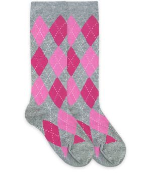 Jefferies Socks Girls Argyle Pattern Knee High Socks 1 Pair