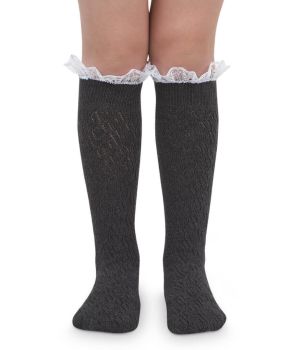 Jefferies Socks Girls Lace Pointelle Boot Knee High Socks 1 Pair