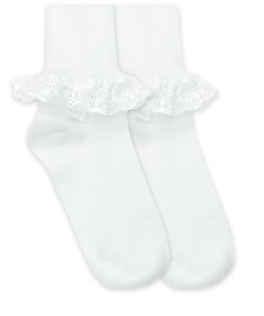 Jefferies Socks Girls Fancy Chantilly Lace Turn Cuff Socks 1 Pair