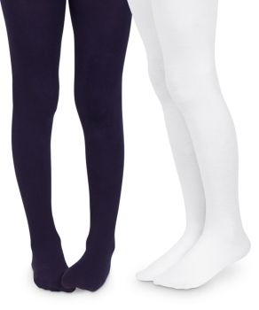 Jefferies Socks Girls School Uniform Smooth Microfiber Tights 2 Pair Pack