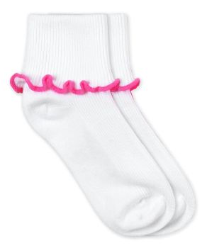 Jefferies Socks Girls Seamless Smooth Toe Ripple Edge Turn Cuff Socks 1 Pair