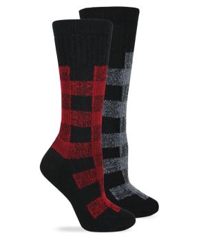 Wise Blend Plaid Pattern Merino Wool Crew Socks 2  Pair Pack
