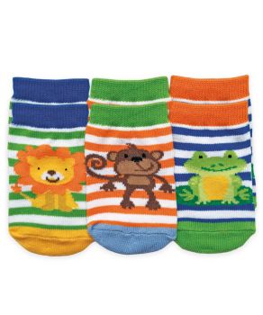 Jefferies Socks Baby Boys Crew Socks with knit in patterns that include Lion Socks, Monkey Socks, Frog Socks in this 3 Pair Pack
