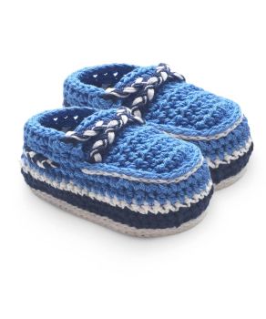 Jefferies Socks Baby Boys Deck Shoe Crochet Bootie Crib Shoes 1 Pair Blue