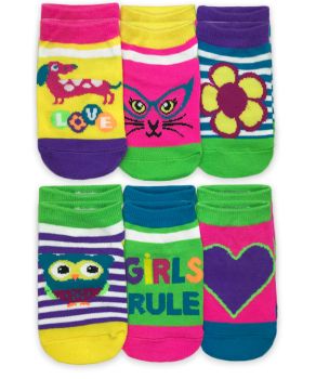 Jefferies Socks Girls Six-Pack Seamless Capri Liner Sock 