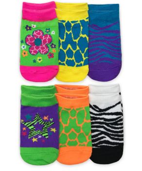 Jefferies Socks Girls Daisy, Star, and Animal Print Low Cut Socks 6 Pair Pack