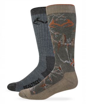 Realtree Mens Boys Camo Merino Wool Blend Boot Crew Socks 2 Pair Pack