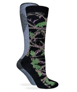 Carolina Ultimate Womens Camo Merino Wool Blend Crew Boot Socks 2 Pair Pack