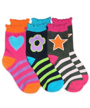 Jefferies Socks Girls Multi Pattern Heart