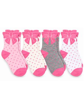 Jefferies Socks Girls Cotton 3D Bow Crew Socks 4 Pair Pack