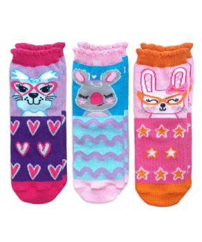 Jefferies Socks Girls Cute Animal Crew Socks 3 Pair Pack