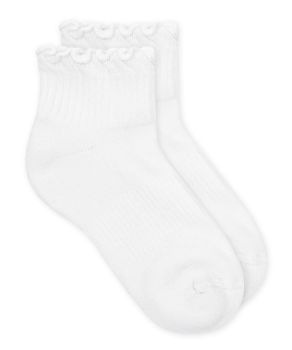 Jefferies Socks Girls Smooth Toe Ruffle Ripple Edge Sport Quarter Socks 1 Pair