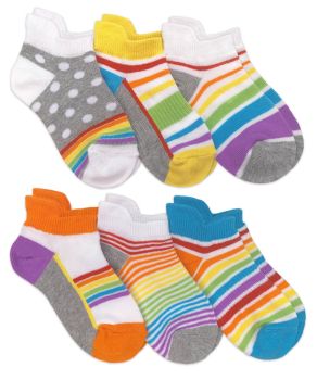Jefferies Socks Girls Rainbow Sport Tab Low Cut Socks 6 Pair Pack