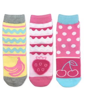 Jefferies Socks Sundae Banana Strawberry Cherry Fruit Pattern Crew Socks 3 Pair Pack
