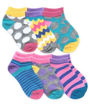 Jefferies Socks Girls Polka Dots and Stripes Low Cut Socks 6 Pair