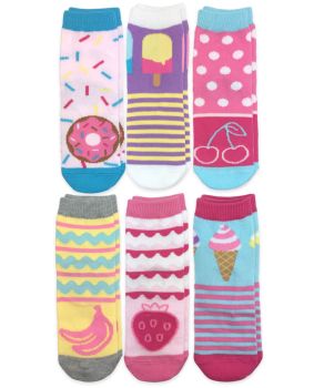 Jefferies Socks Sweet Treats Fashion Pattern Crew Socks 6 Pair Pack