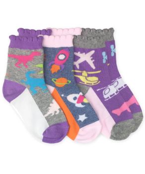 Jefferies Socks Dinosaurs Space Airplanes Pattern Crew Socks 3 Pair Pack