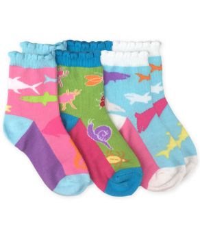 Jefferies Socks Sharks Fish Bugs Pattern Crew Socks 3 Pair Pack